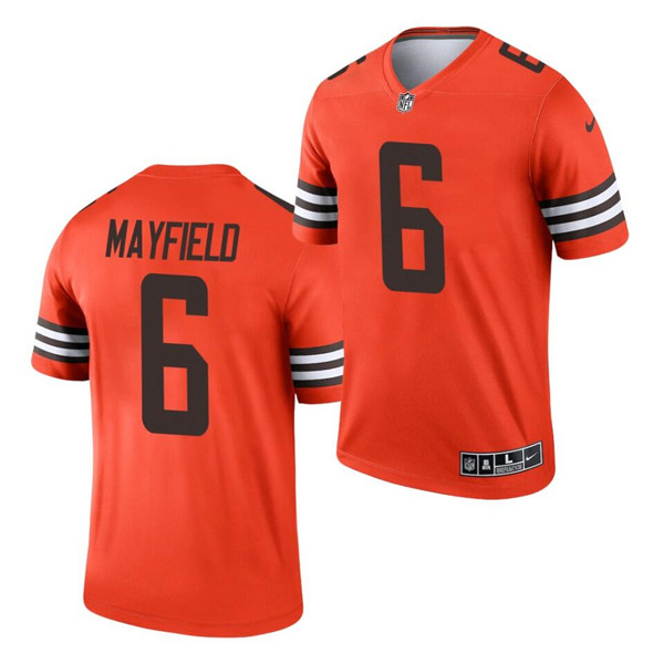 Men's Cleveland Browns #6 Baker Mayfield Orange Inverted Legend Jersey